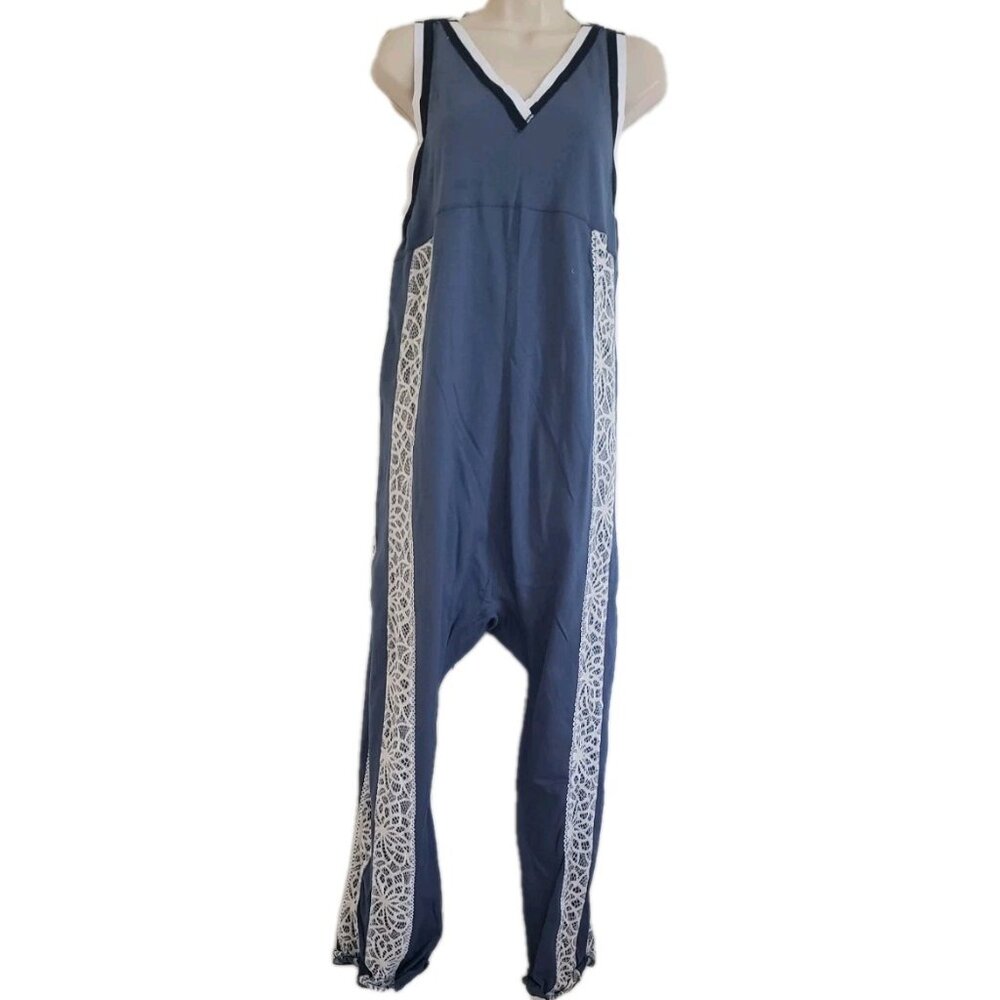NEW FREE PEOPLE MOVEMENT DAY TRIPJUMPSUIT BLUE XSMALL - Picture 4 of 12